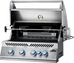 NAPOLEON 700-Series 32", Edelstahl, Einbau, Inkl. Drehspieß -Broil King Geschaft BIG32RB Grillhead Ang Open KnobsOff Lit Rotisserie 1