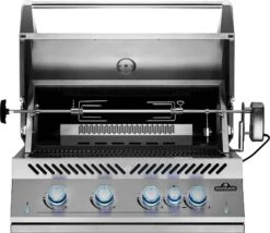 NAPOLEON 700-Series 32", Edelstahl, Einbau, Inkl. Drehspieß -Broil King Geschaft BIG32RB Grillhead Str Open KnobsOff Lit Rotisserie 1