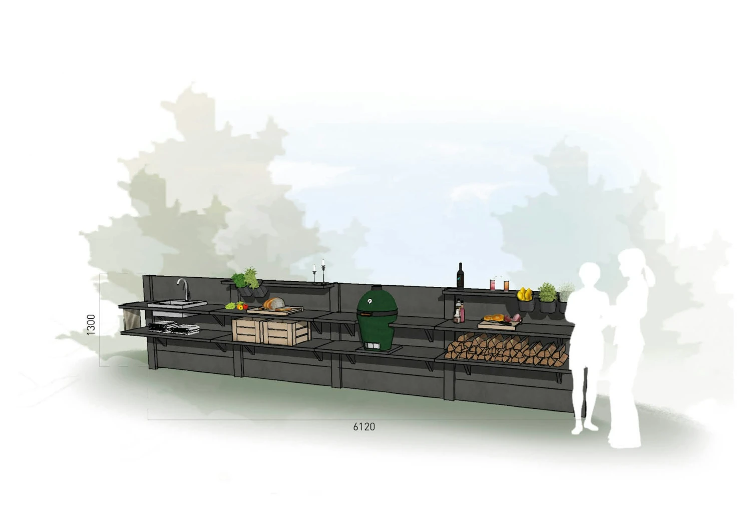 WWOO Designbeton-Outdoorküche Paco 1 WWOO Designbeton-Outdoorküche Paco