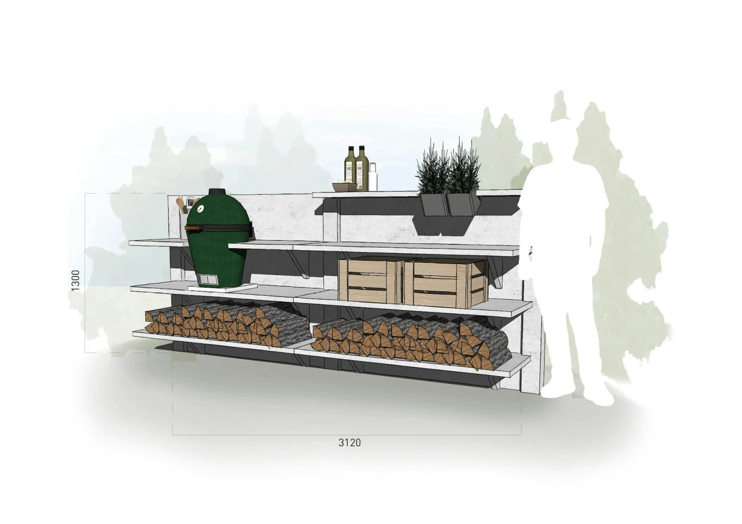 WWOO Designbeton-Outdoorküche Mika 1 WWOO Designbeton-Outdoorküche Mika