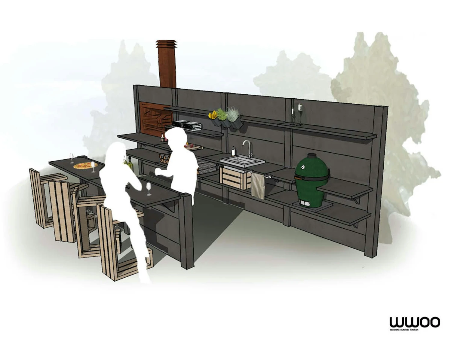 WWOO Designbeton-Outdoorküche Phil 1 WWOO Designbeton-Outdoorküche Phil